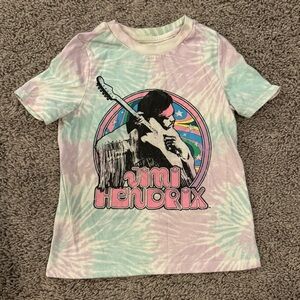 Mint Green and Pink Tie-Dye Short Sleeve Tee with Guitar Graphic